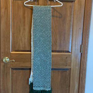 OLIVE GREEN/WHITE WINTER SCARF, NEW WITH TAGS